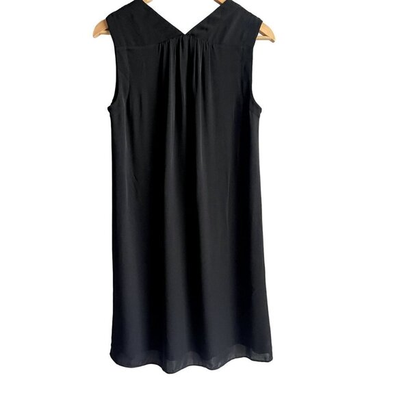 Rebecca Taylor Black Silk Shift Dress V-Neck Sleeveless Size 4 - Picture 2 of 6